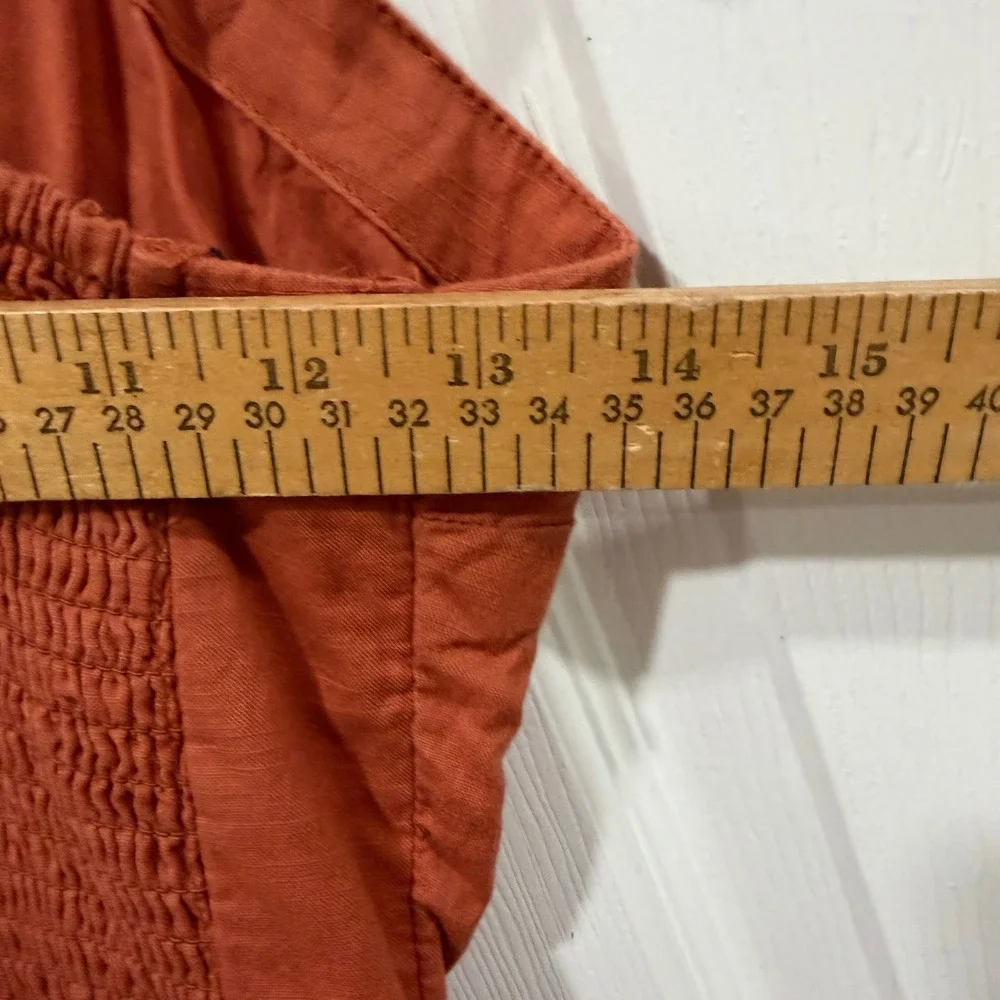 Abercrombie & Fitch Burnt Orange Tie Strap Smocked Mini Dress‎ with Pockets S
